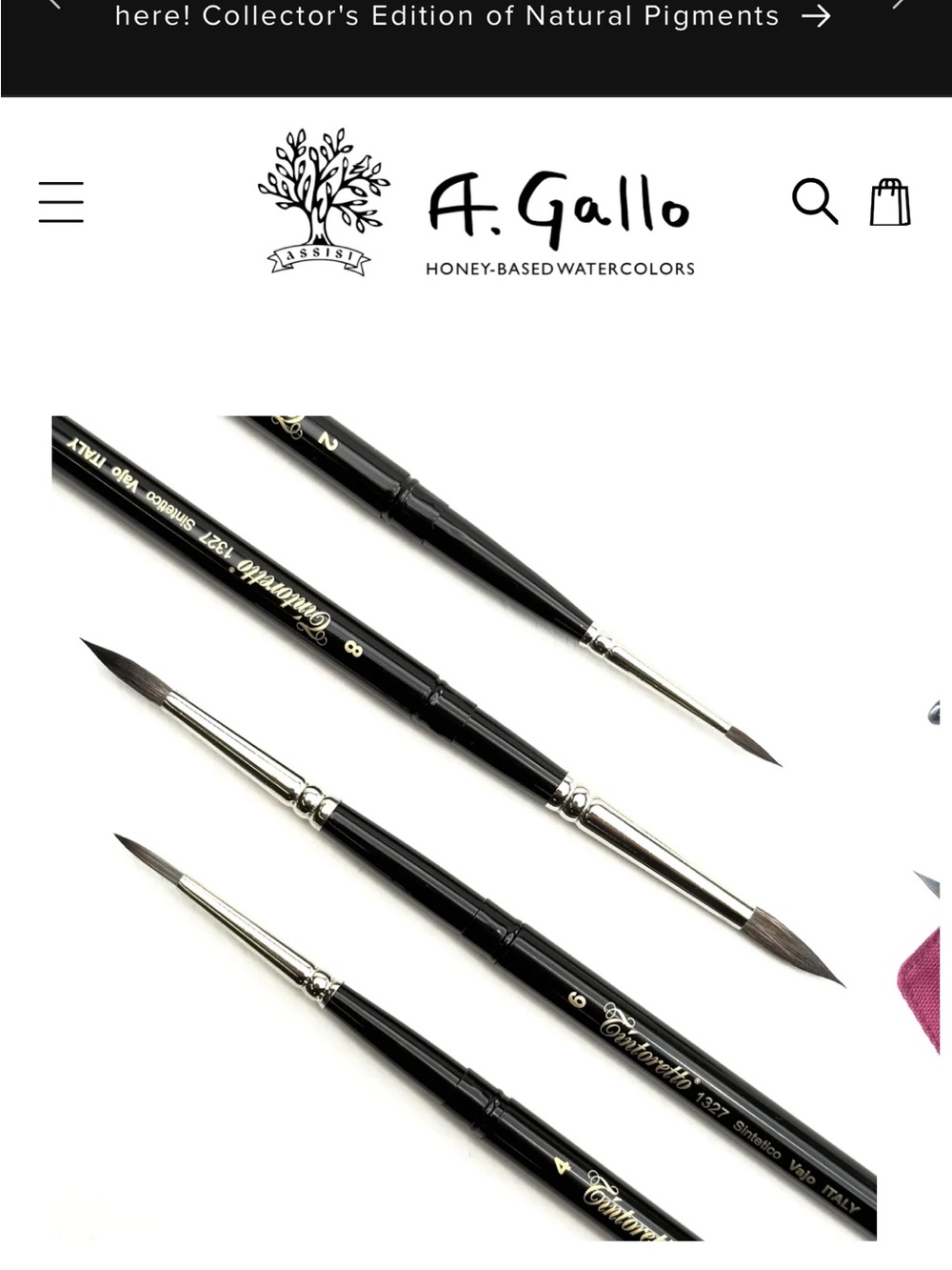 Set of two Tintoretto Watercolor travel Brushes - size 6